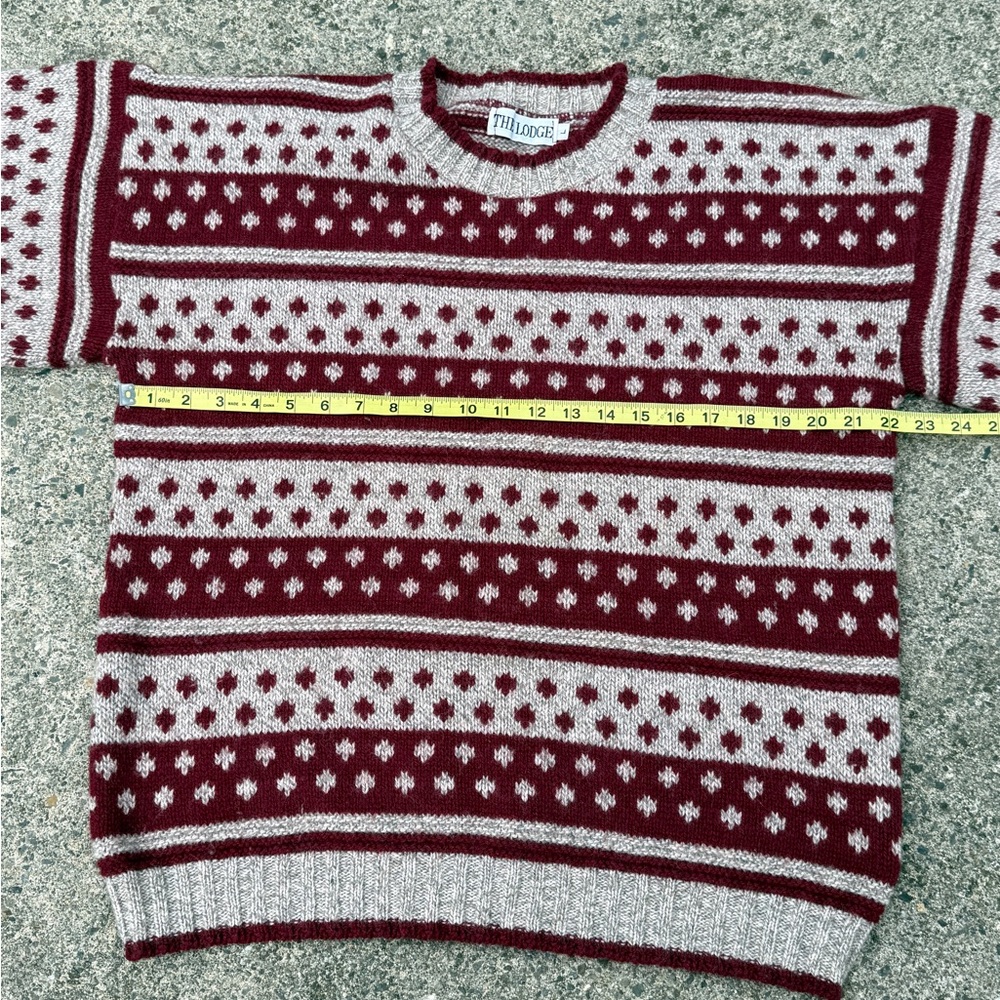 Vintage 80s/90s "The Lodge" Nordic Geometric Crewneck Sweater Pullover Unisex - Picture 7 of 10